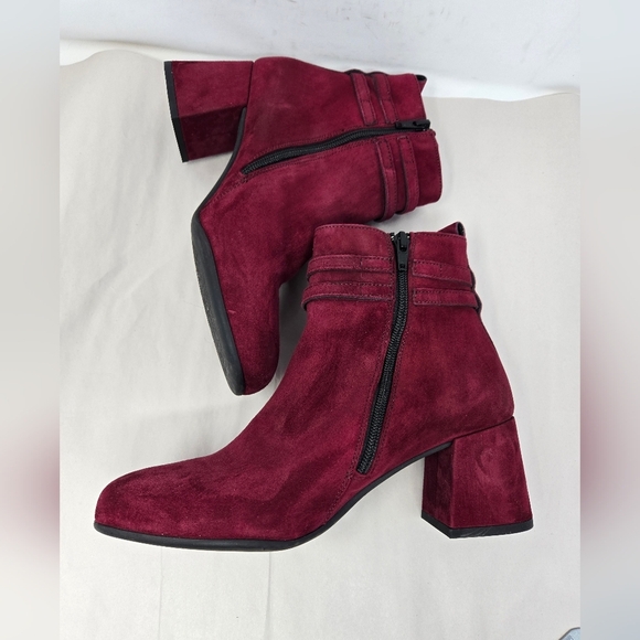 Paul Green Women's Suede Burgundy Ankle Boots Sz 5.5 =8 - Picture 5 of 16